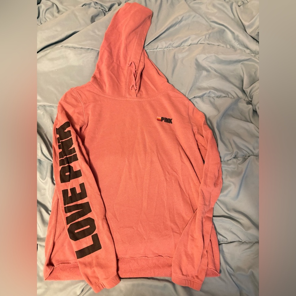 PINK Victoria Secret Pink Hoodie with Black Lettering